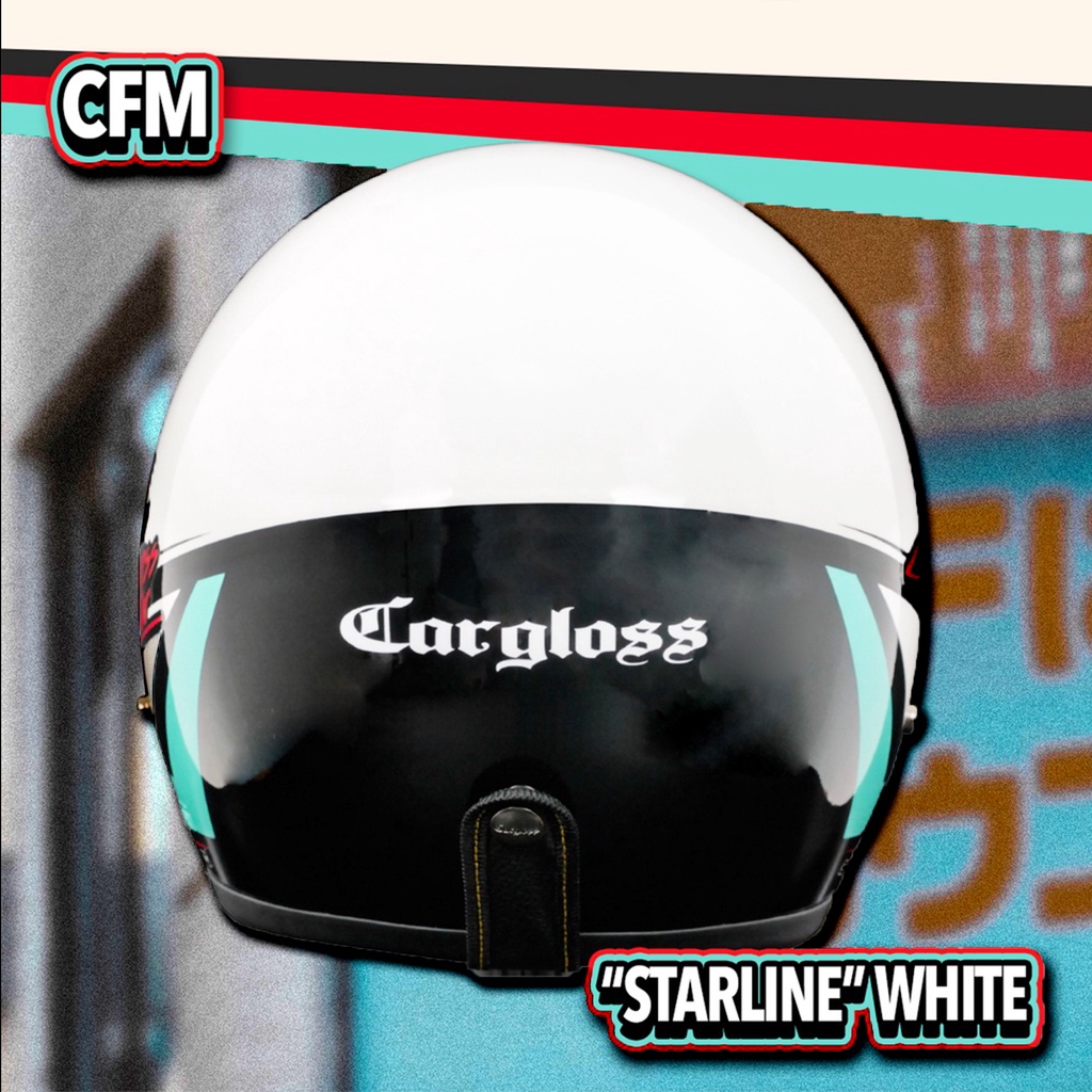 HELM CARGLOSS CFM STARLINE WHITE ORIGINAL 100% CFM MOTIF- PAKET KACA CEK DI VARIAN