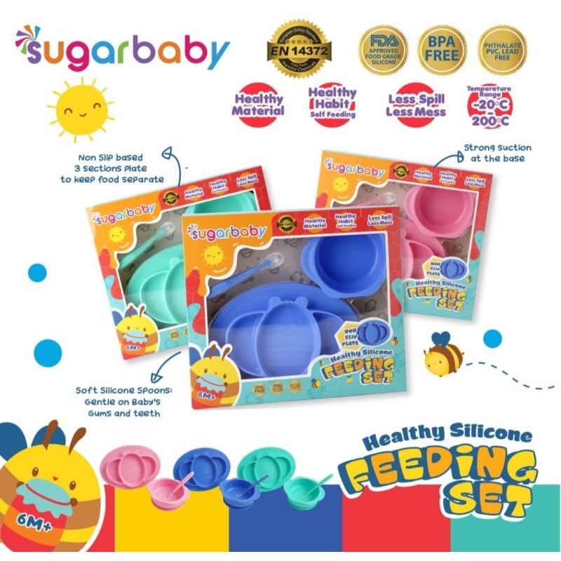 Sugar Baby Healthy Silicone Feeding Set (isi 3)