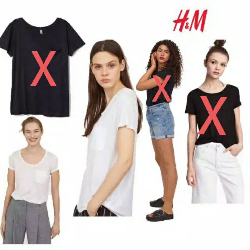 Atasan , Kaos , HNM White Pocket Tee , White