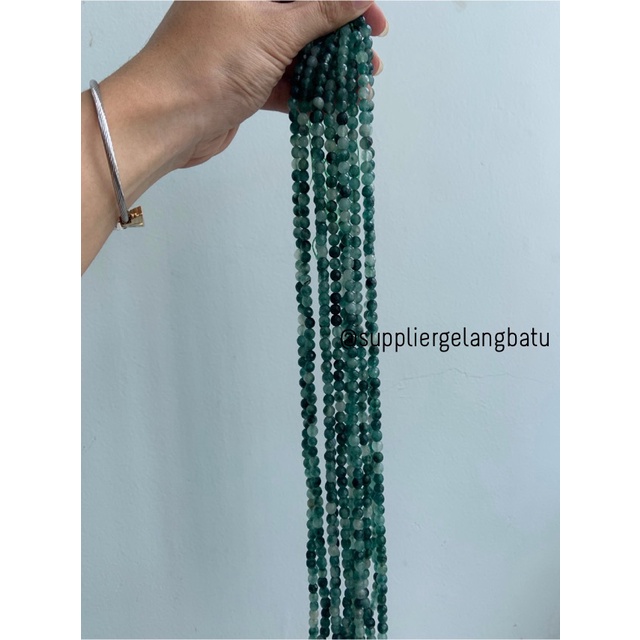 batu GIOK CINA CUTTING 6mm FACETED UKIR bahan gelang kalung green kerajinan tangan craft bali etnik vintage manik batu alam asli