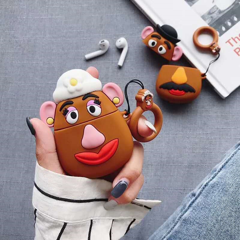 3D Cute Cartoon Potato Couple Airpods Case Silicone Protection Earphone Case