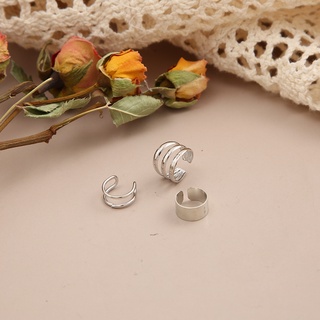 IFYOU 3pcs / Set Anting Klip Silver Simple Gaya Korea Untuk Wanita