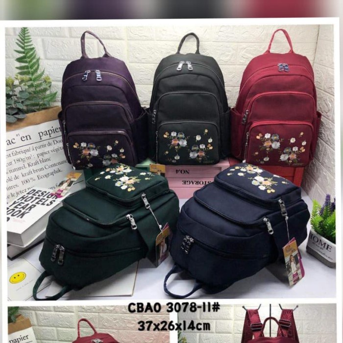 PROMO TAS RANSEL/BACKPACK CHIBAO BORDIR BUNGA 4RES CB3078 T415T