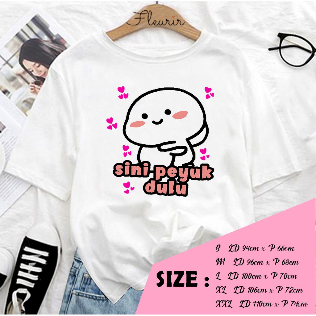 FLEURIR - KAOS WANITA PENTOL PELUK DEWASA LENGAN PENDEK TEE UNISEX