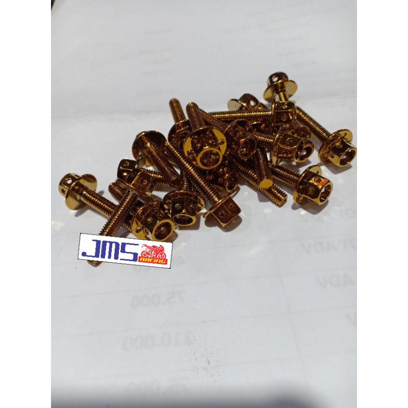 baut probolt warna gold flower m5x25 drat halus buat visor nmax aerox pcx vixion cb r15 ninja fu