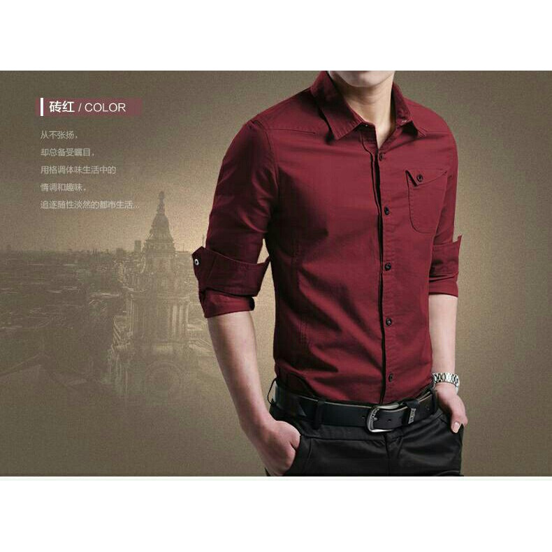 MILLER MAN KEMEJA HEM FORMAL PRIA LENGAN PANJANG KEMEJA POLOS COWO SLIM FIT WARNA PUTIH HITAM MAROON
