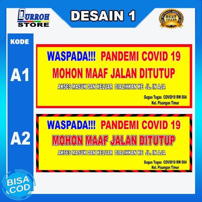 Spanduk / Banner Himbauan / Notice Corona Virus / Covid-19 Ke Warga