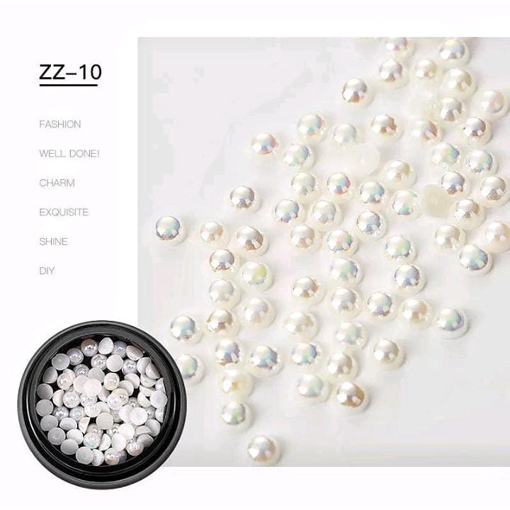 MEDIUM SIZE PEARL 1 SIZE / PEARL BEAD JAPAN NAIL BEADS SWAROVSKI CRYSTAL AB NAIL ART / KUKU