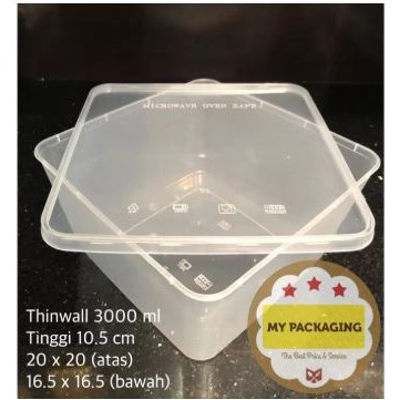 Kotak Makan Microwave / food box / wadah plastik / thinwall  3000 ml 3000ml