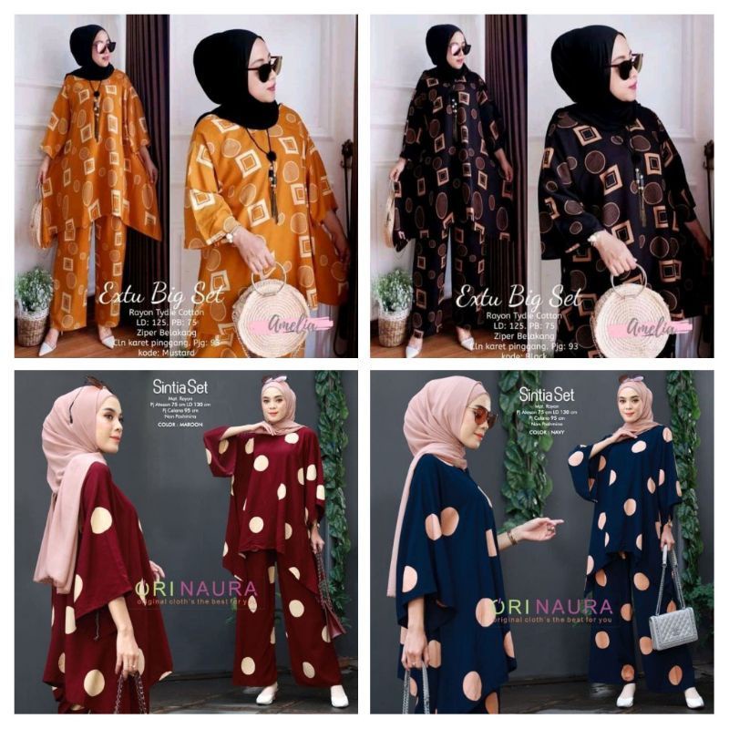 SETELAN WANITA WAKA-WAKA TYE DYE JUNBO/KOMBINASI SATU SET BAJU DAN CELANA WANITA MOTIF/BAHAN HAYGET RAYON A