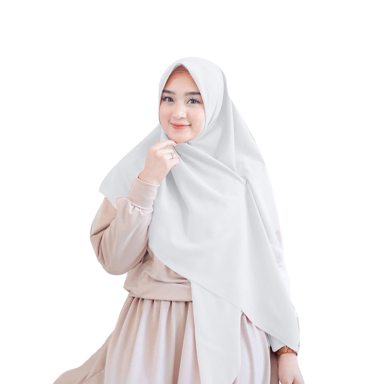 Jilbab Diamond Syari 130x130 Kerudung Segi Empat Hijab Jumbo Grade A Premium-PUTIH
