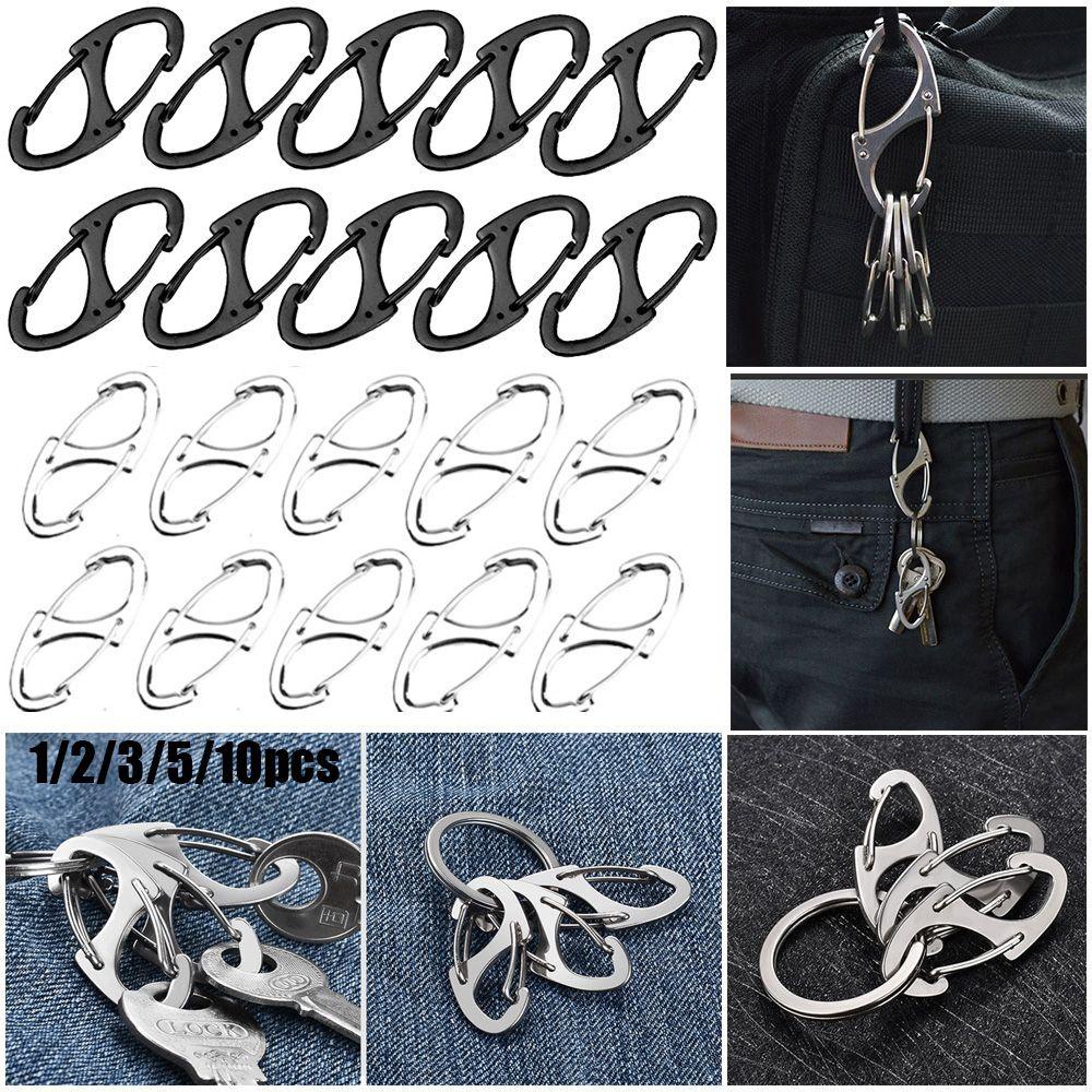 Bertanya-tanya1per2 /3 /5 /10pcs Metal Carabiner Mini Snap Klip Outdoor EDC Alat Gantungan Kunci Ring