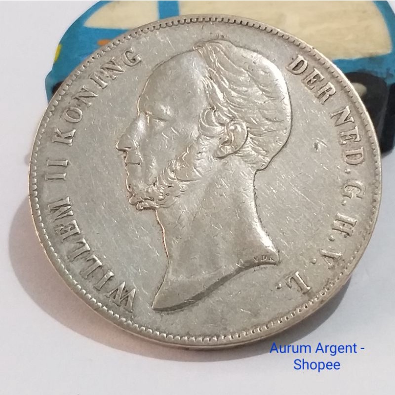 SW22.5G-7.. 1 PC KOIN PERAK KUNO ASLI 2.5 GULDEN WILLEM II KONING TG 1849. -- SILVER COIN --