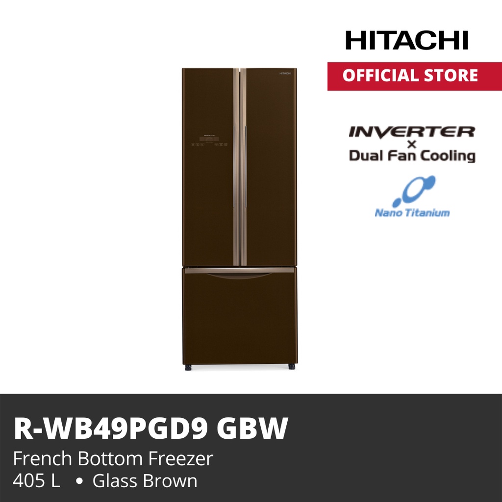 Kulkas hitachi  R-WB49PGD9 GBW 405 L FRENCH BOTTOM FREEZER