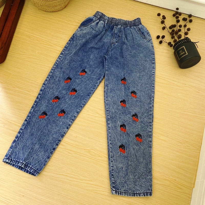 CHERRY PANTS || CELANA JEANS MOTIF