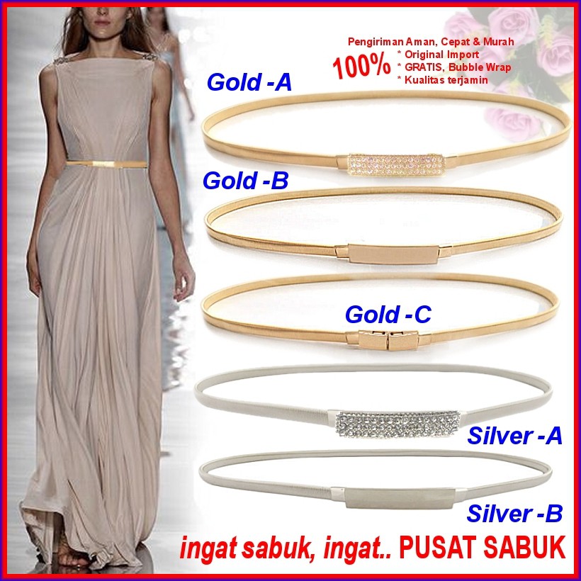 Belt Fashion Sabuk Wanita Ikat Pinggang Gesper Cewek Daun Per obi Pernikahan GOLD Murah kekinian cm