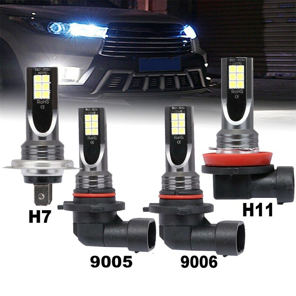 Top 2Pcs Lampu Kabut Mobil 2Pcs LED Super Terang Hi/Low Kit Beam DRL