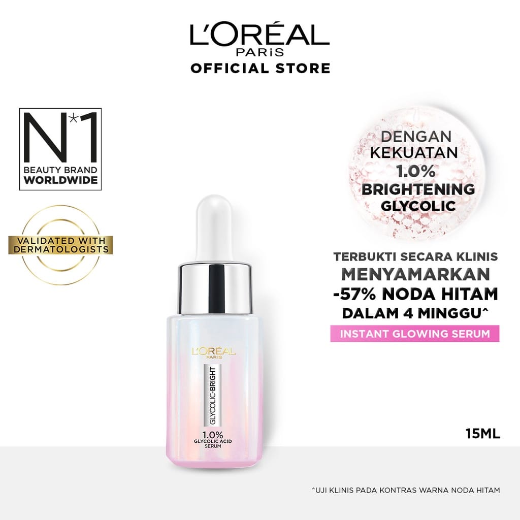 LOREAL GLYCO BRIGHTENING SERUM WAJAH 15ML GLOW SKINCARE WANITA