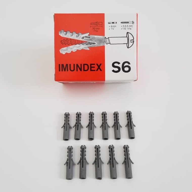 Fisher IMUNDEX S6 Isi 100pcs Fiser Viser Piser Visher Tanam Lubang Dinding 6mm 6 mm ASLI