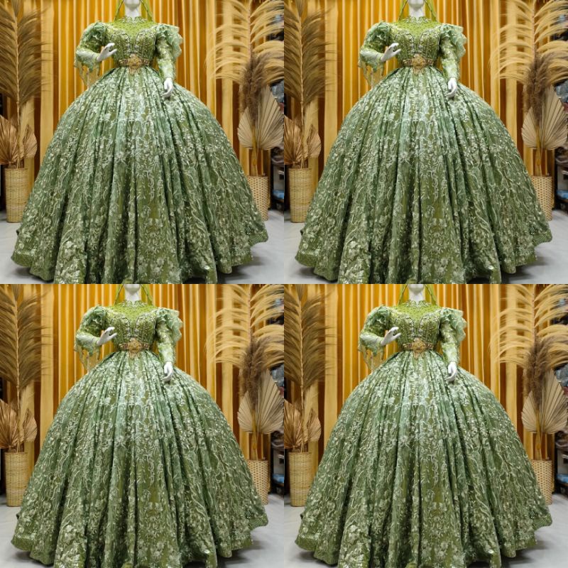 gaun pengantin berbi Payet ekor cantik