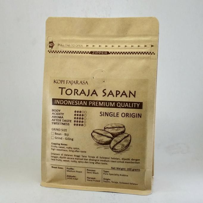 

Kopi Fajarasa Toraja Sapan Biji Kopi Arabica 200 gram