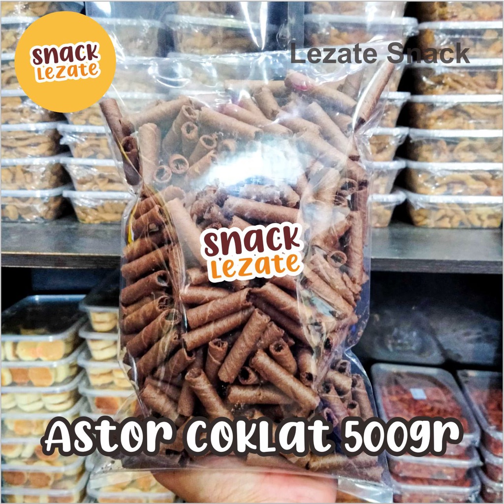 

Astor Mini Coklat 500gr / Wafer Roll Kiloan Astor Kiloan Barcelona / Wafer Rolls Coklat Susu Lezate 1/2 kg Lezate Snack