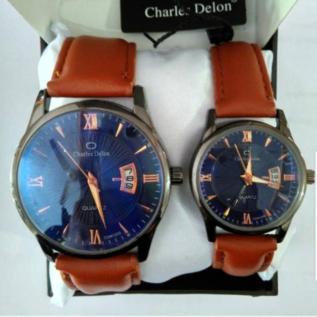 jam tangan charles delon couple tgl aktif sudah sepasang ANTI AIR