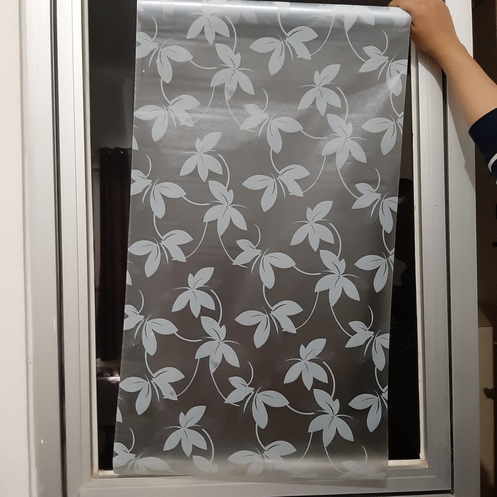 Stiker Kaca Glass Film Transparan Motif Daun Jendela Pintu Rumah Kantor  Dekorasi Kamar Murah