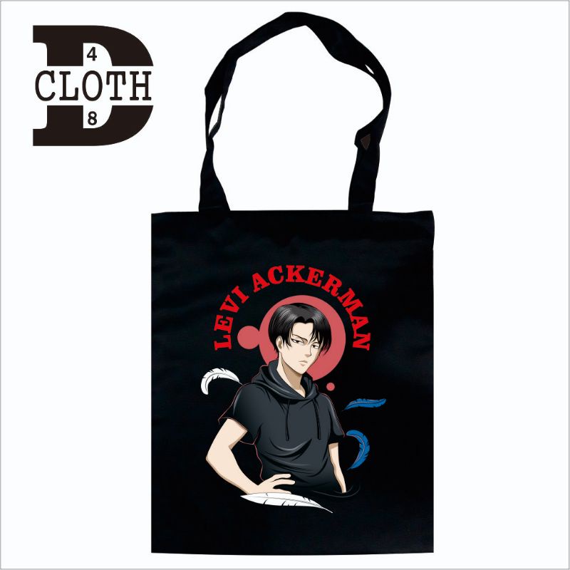 Tote Bag Resleting Anime Levi Ackerman Attack On Titan Bahan Drill Cotton