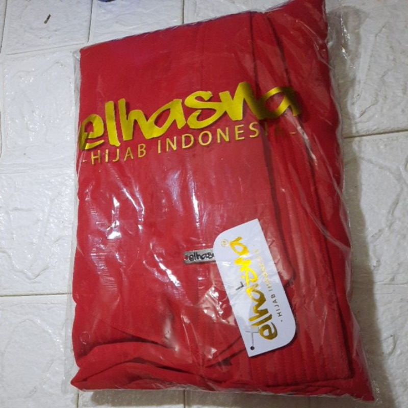 ELHASNA//KHIMAR L ORI ELHASNA/CERUTY BABYDOLL DUA LAYER/KHIMAR ELHASNA/KHIMAR LANCIP-Merah cabe
