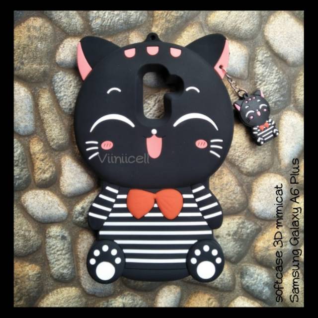 Softcase Samsung Galaxy A6 Plus / a6plus / a6+ Cover 3D Silikon karakter Kucing mimicat soft casing
