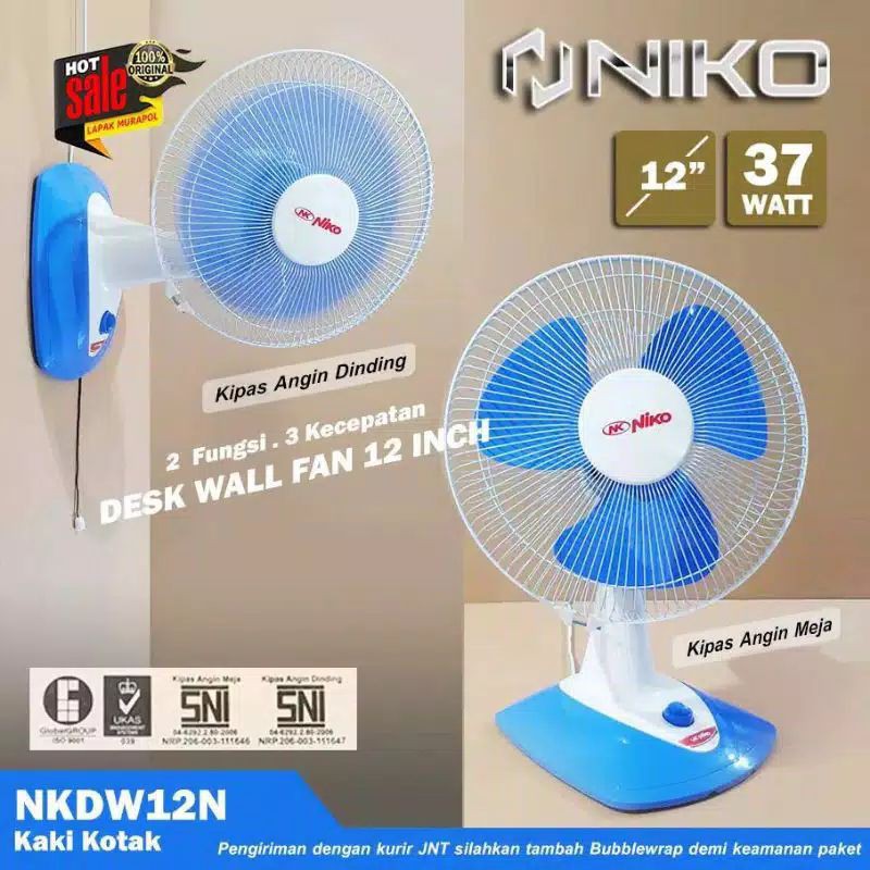 KIPAS NIKO 12INCH / KIPAS NIKO 2IN1 / KIPAS NIKO DINDING & MEJA (DUDUK)