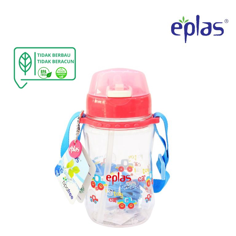 EPLAS Kids Water Bottle, Push Button, Straw, Removable Strip (380ml), BPA Free, Tritan EGB-380BPA