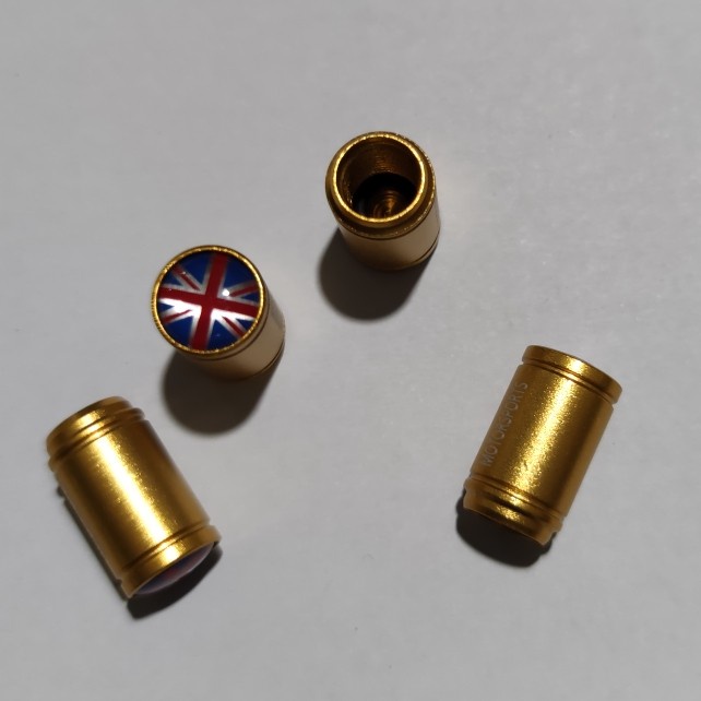 2 pcs Tutup pentil Gold bendera Inggris sepeda lipat brompton MTB dll