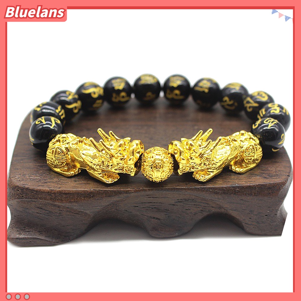 Bluelans Feng Shui Amulet Bracelet Pi Xiu Charm Mantra Bead Lucky Wealthy Bangle Gift