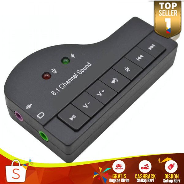 Sound Card USB Model Piano 8.1 Channel 3D Audio Kualitas Suara Baik Soundcard Nyaman Digunakan