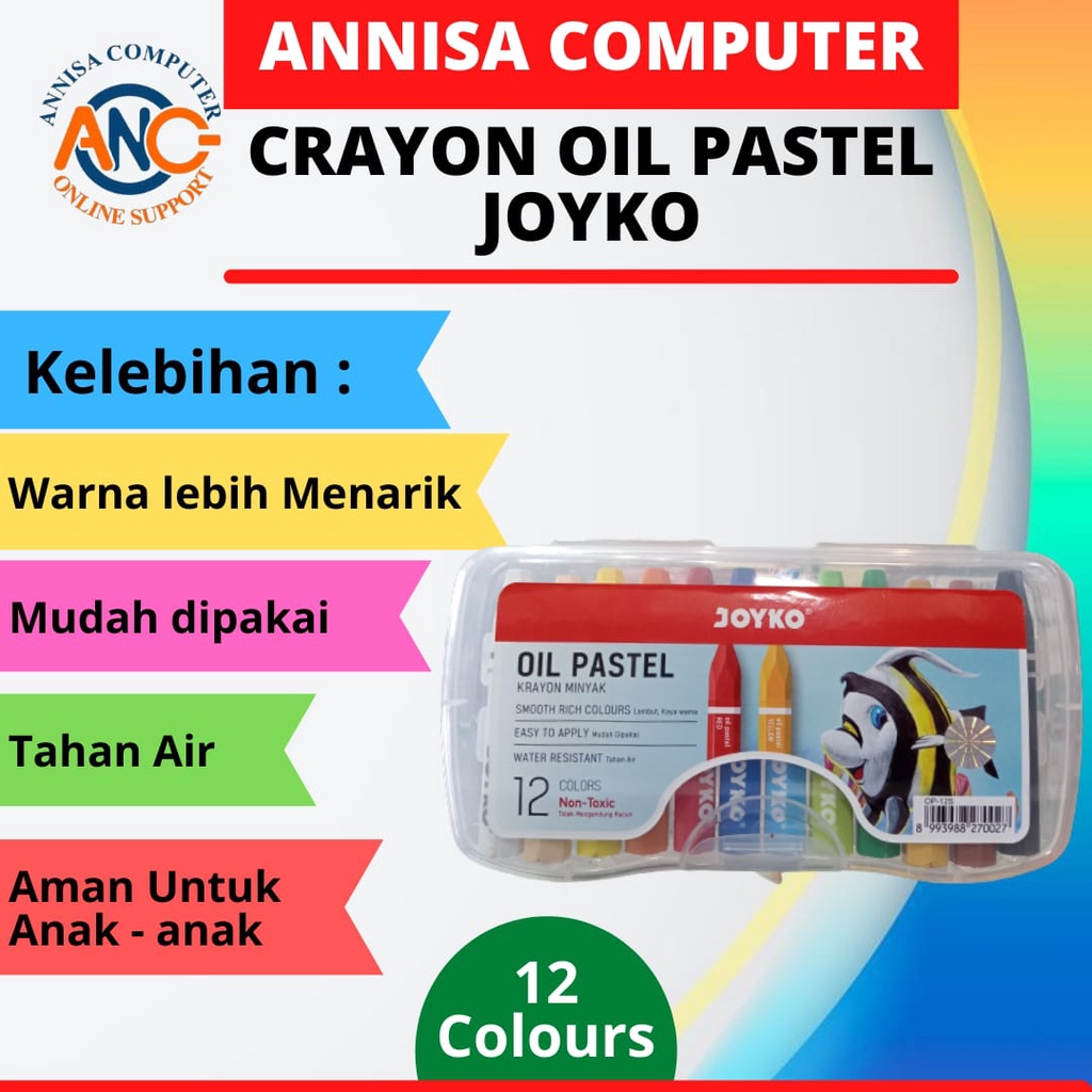 

CRAYON JOYKO 12 Warna / Oil Pastel / Krayon Minyak / Crayon Titi / ORI