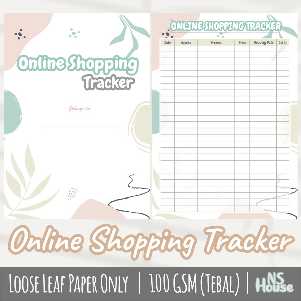 

Online Shopping Tracker - Binder Loose Leaf A5 & B5 - Simple Design
