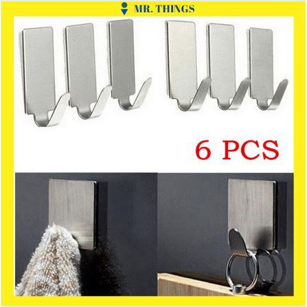 Gantungan Serba Guna Adhesive 6 PCS /Gantungan Dinding kuat/ Gantungan baju dan tas