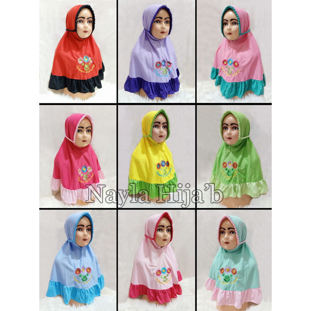 Jilbab Anak SD Bordir  Untuk 3 Tahun - 12 Tahun  Kerudung Anak SD RANDOM Jilbab Anak SD Nayla Hijab