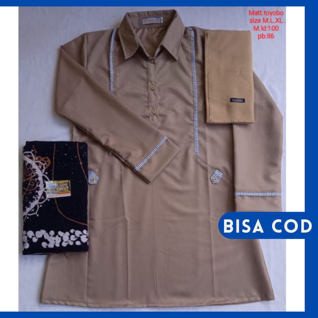 SATU PAKET SETELAN SANTRIWATI SERAGAM SANTRIWATI BAJU SANTRI PUTRI ATASAN TOYOBO SARUNG AQIL