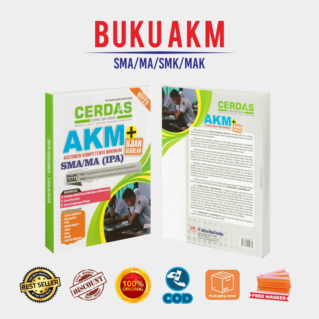Buku Akm SMA : Tepat Tuntas Aksi Ma-Cerdas Akm + US SMA IPA/IPS-Smart Asesmen Nasional SMA/MA-1