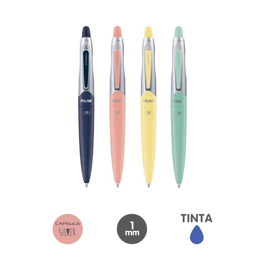 

[BMS Bekasi] Milan Capsule Silver Pulpen / Ballpen / Pena 1 mm Tinta Blue - 17656491
