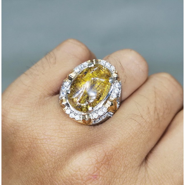 Batu Cincin Akik Kecubung Rambut Cendana Asli