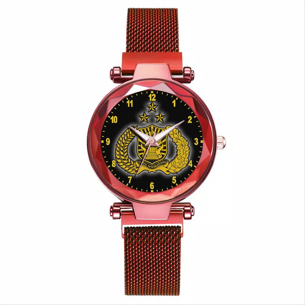 Jam Tangan Wanita Custom - POLRI MOTIF 1 Free Box &amp; Batre Cadangan