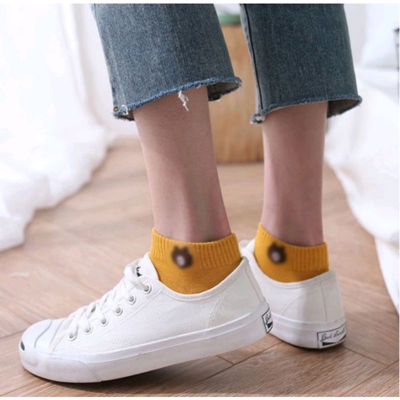 KAOS KAKI ANKLE CUTE / KAOS KAKI FASHION UNISEX MOTIF LINE BERUANG / SOCKS