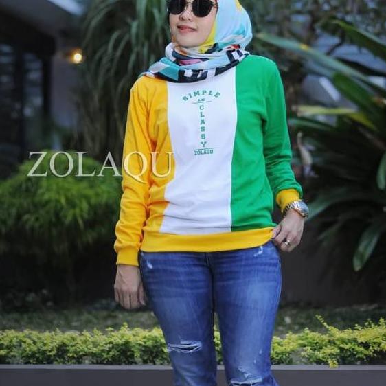 [ PRI ] Kaos zolaqu original model terbaru kombinasi kuning putih hijau ✅