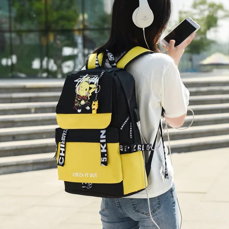 Tas Ransel Perempuan Tas Ransel Anak Tas Ransel Sekolah Tas Pokemon PikacuStars Backpack Multifungsi