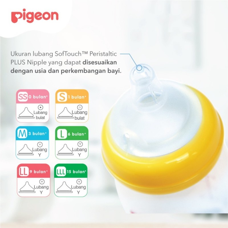 Pigeon Peristaltic Plus Nipple Dot Bayi 1 Pcs - Faster Flow 3L / LLL