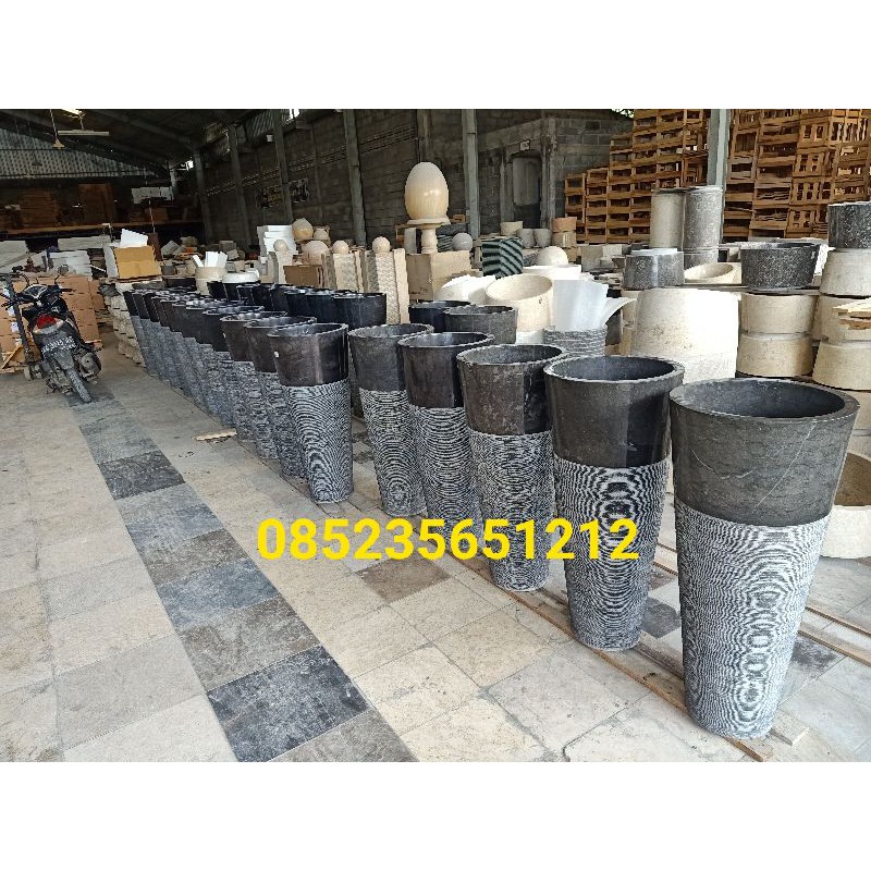 wastafel batu marmer set pedistal hitam